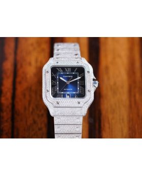 Cartier Santos Large Model Steel After Setting Diamonds WSSA0030