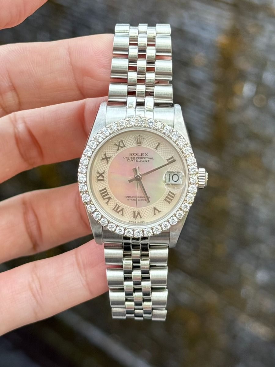 ROLEX Datejust 31mm Boy Size Mother-of-Pearl Roman Diamond Bezel